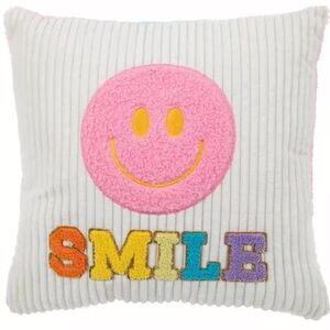Smiley Face Pillow with Colorful Letters